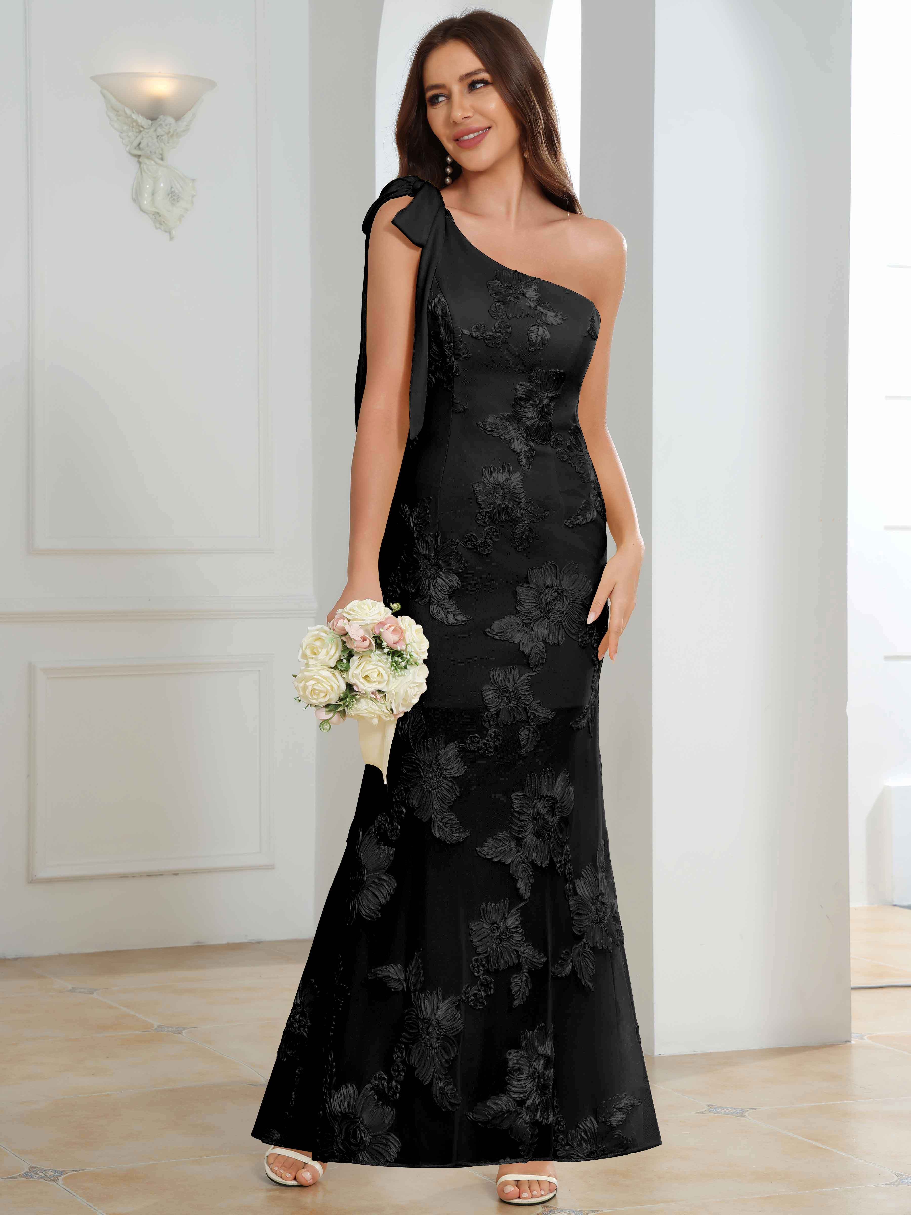 ROVDESY One-Shoulder Mermaid Floral Bridesmaid/Prom Dress