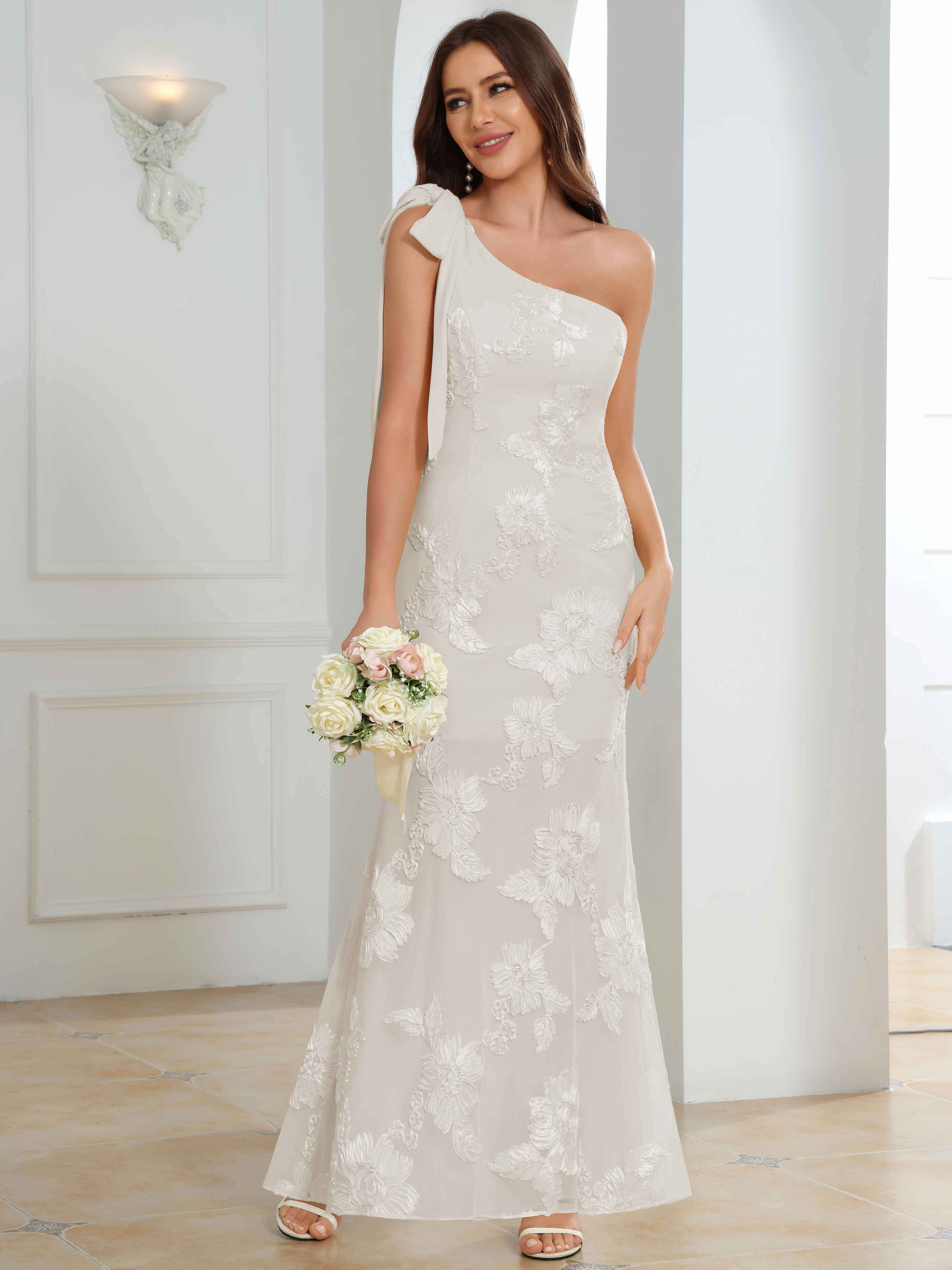 ROVDESY One-Shoulder Mermaid Floral Bridesmaid/Prom Dress