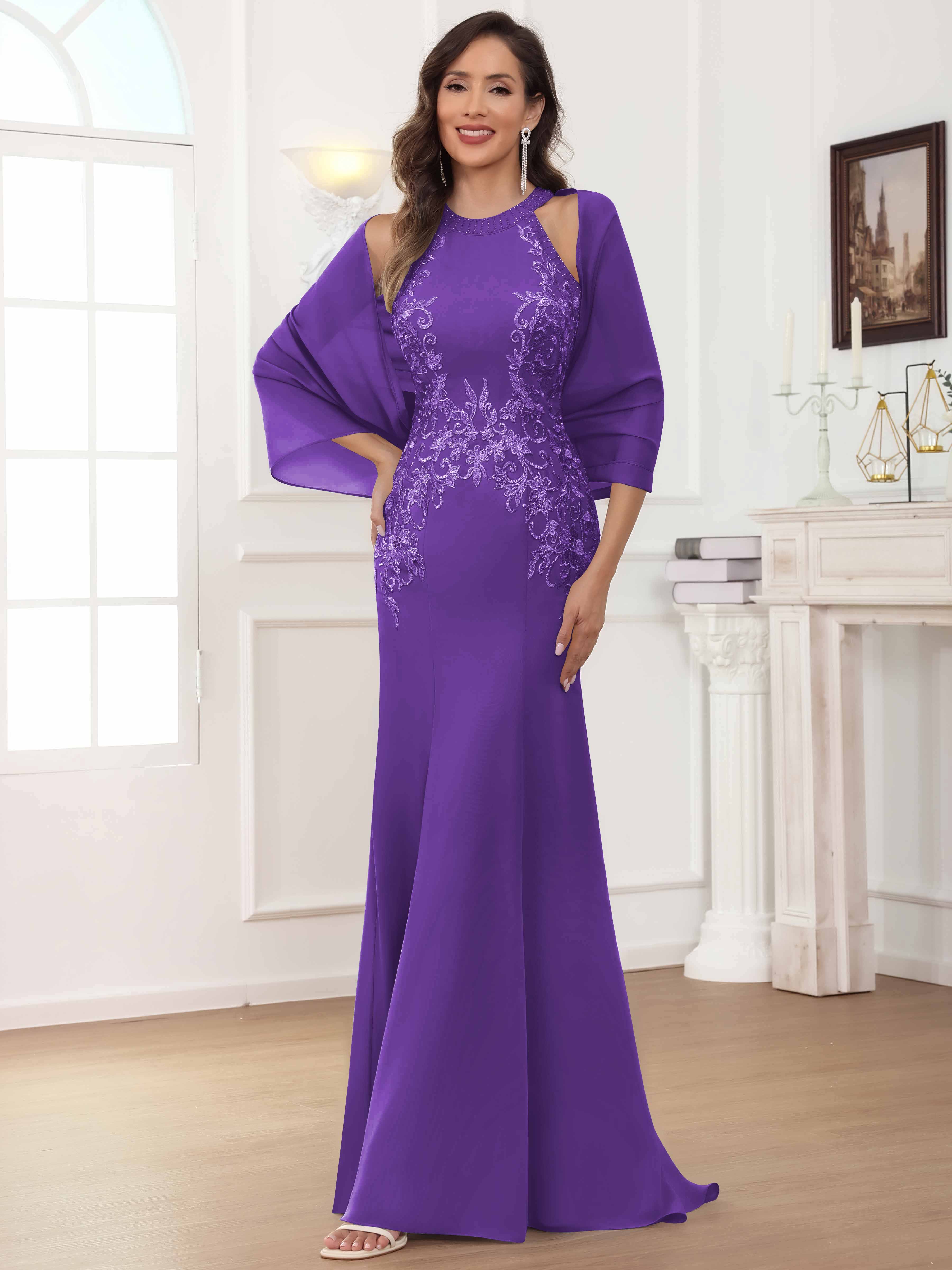 ROVDESY Halter Mermaid Lace Mother Of The Bride Dress With Jacket