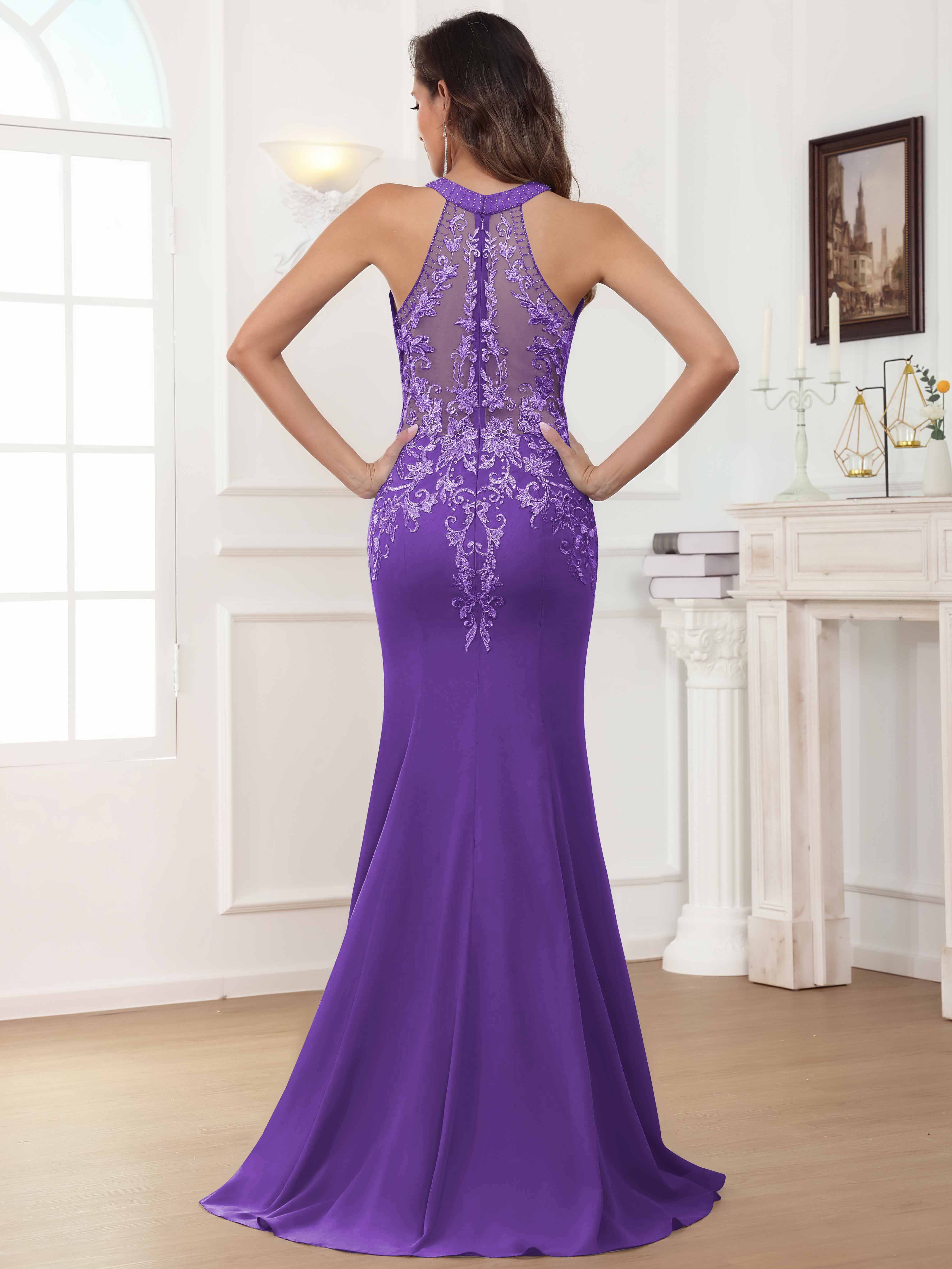 ROVDESY Halter Mermaid Lace Mother Of The Bride Dress With Jacket