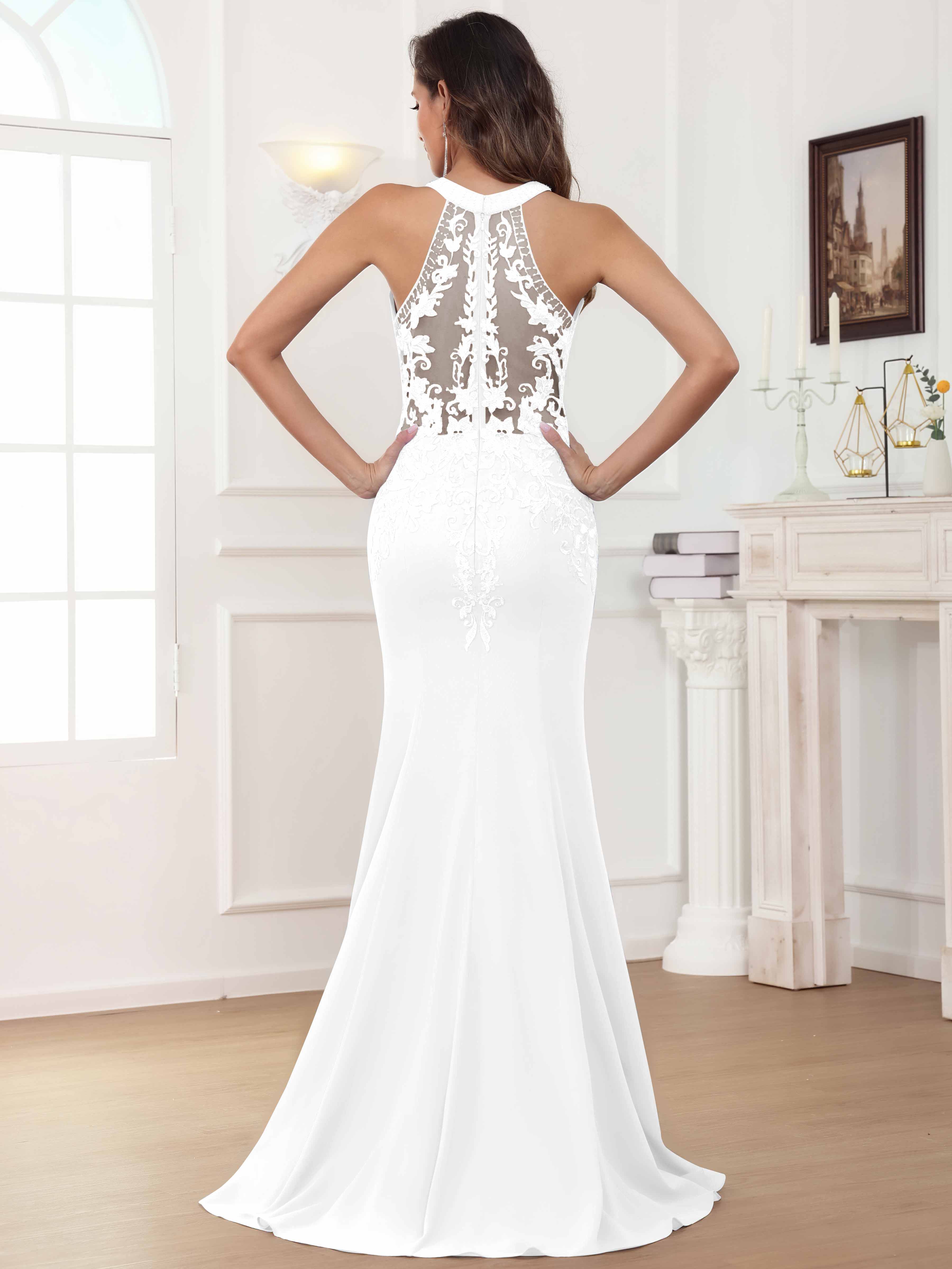 ROVDESY Halter Mermaid Lace Mother Of The Bride Dress With Jacket