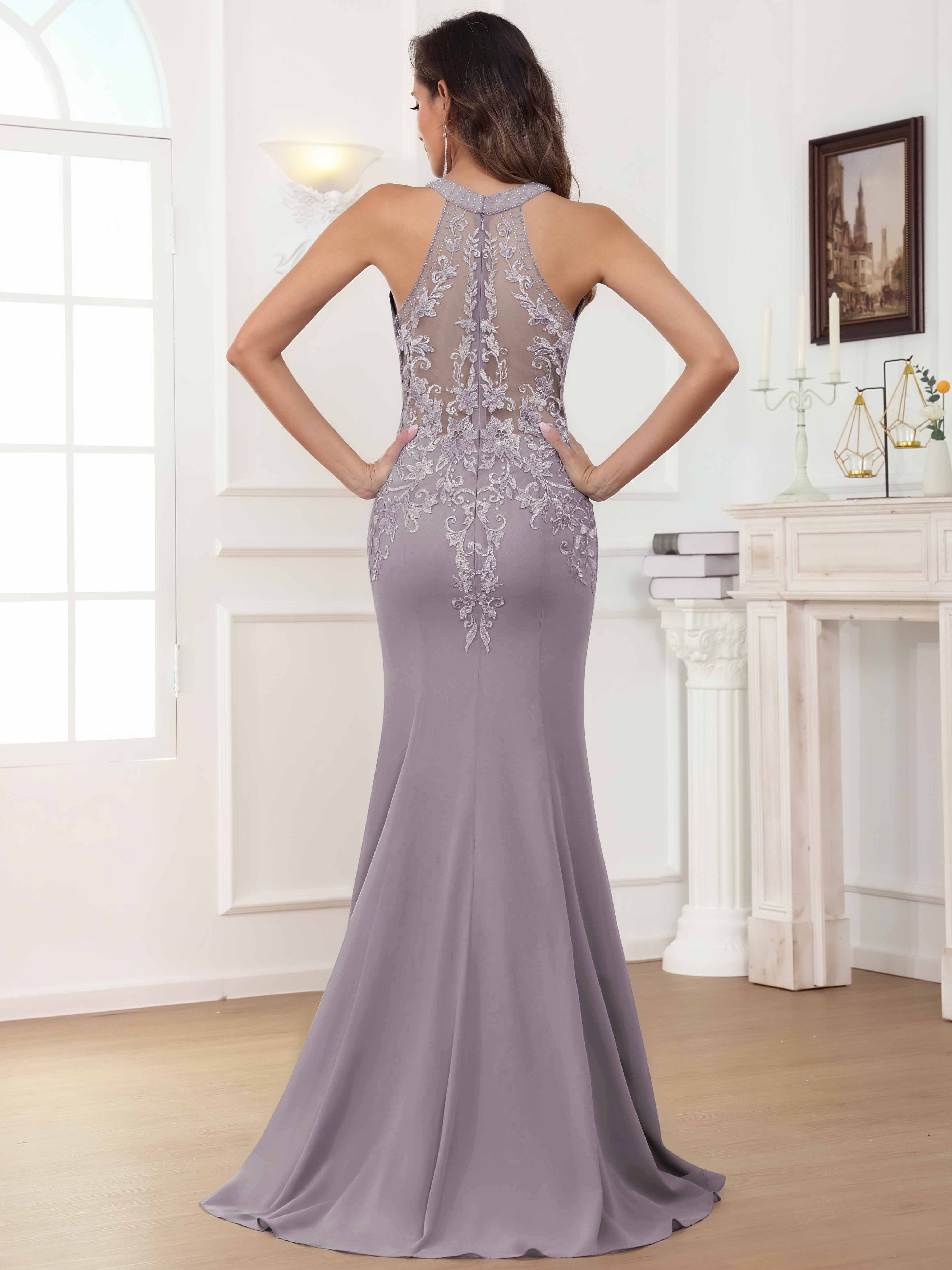 ROVDESY Halter Mermaid Lace Mother Of The Bride Dress With Jacket