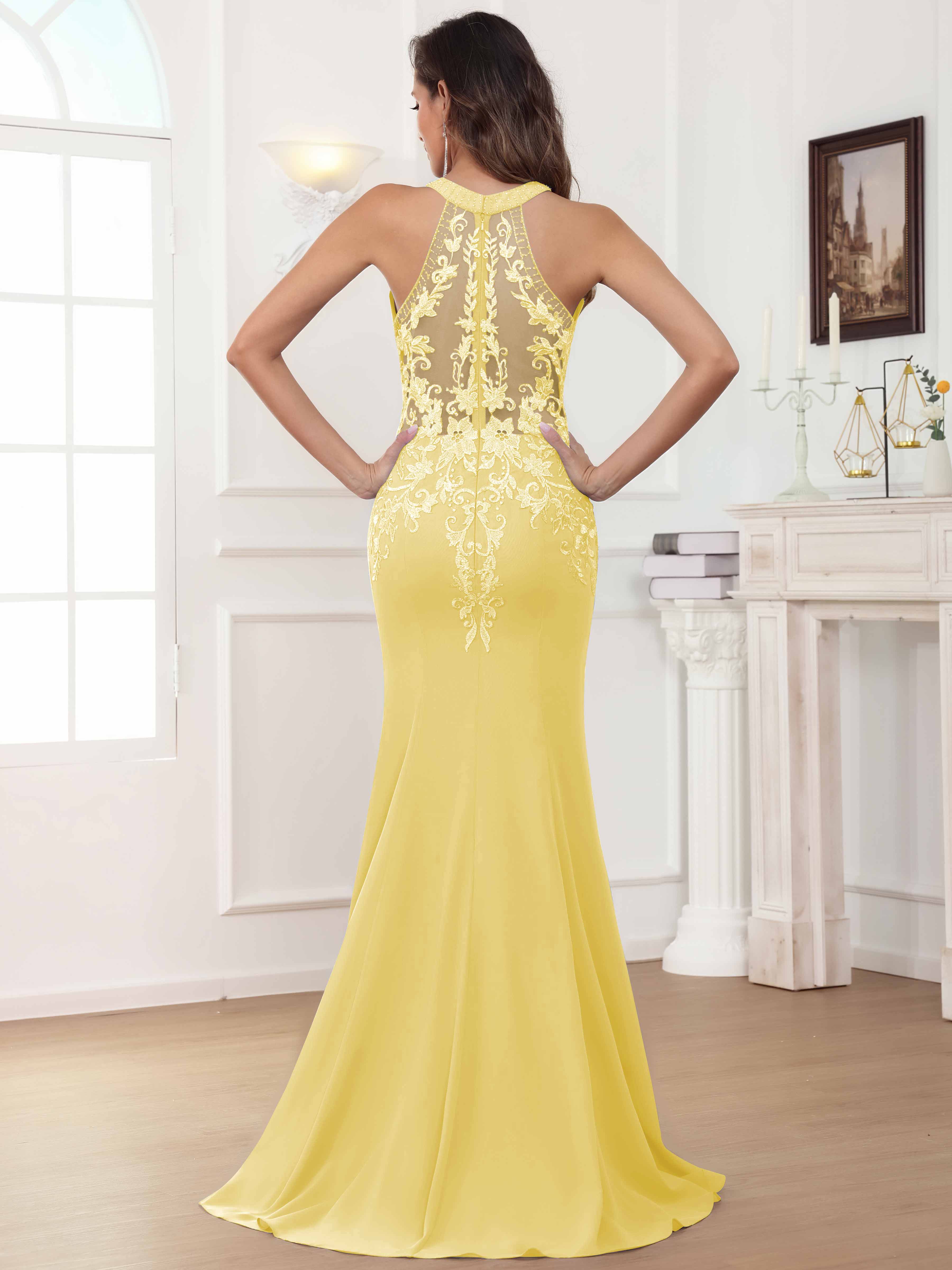 ROVDESY Halter Mermaid Lace Mother Of The Bride Dress With Jacket