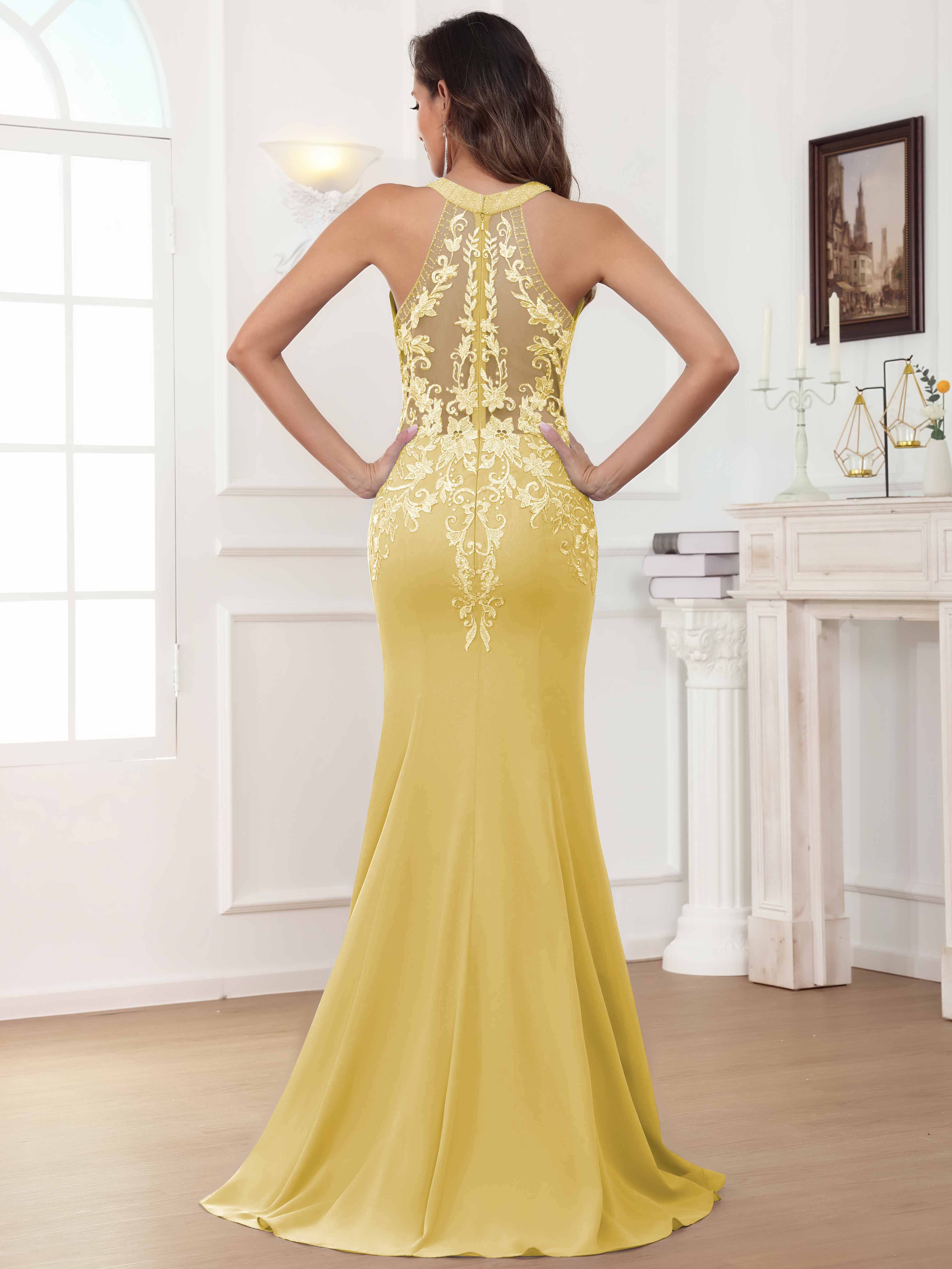ROVDESY Halter Mermaid Lace Mother Of The Bride Dress With Jacket